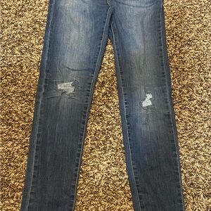 Distressed Blue Denim Skinny Jeans